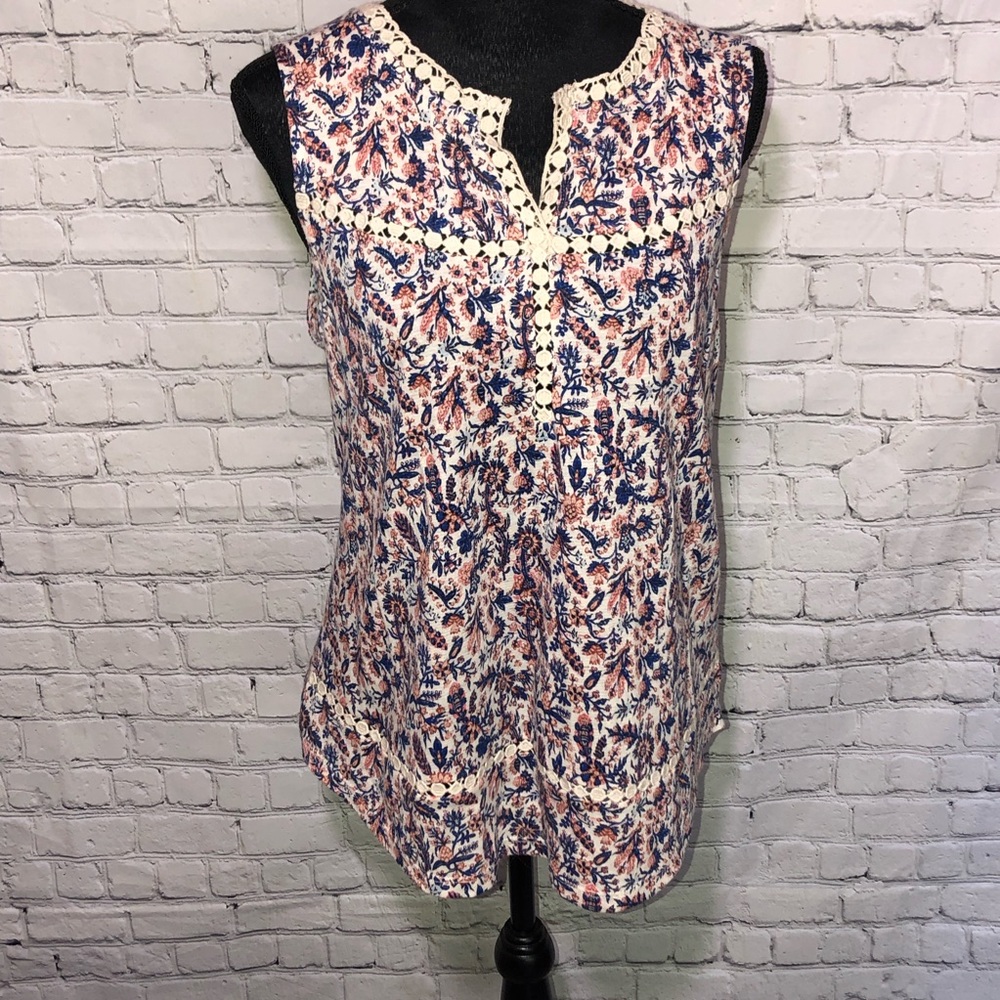 Lucky Brand Floral Tank Top - Blue and Pink